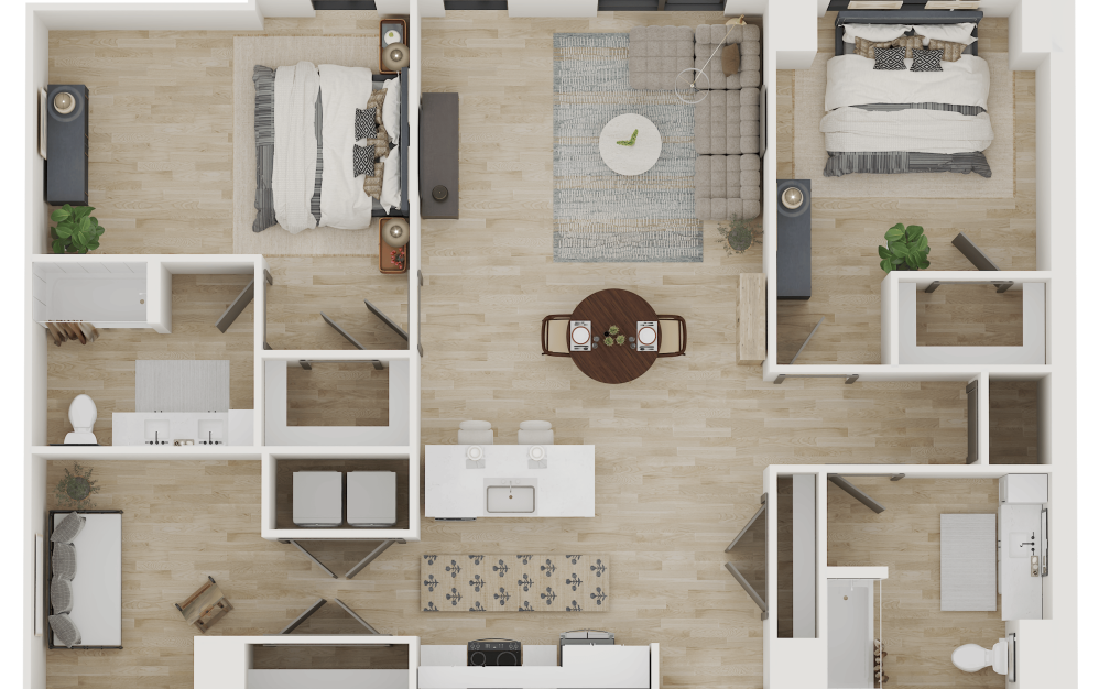 B11 - 2 bedroom floorplan layout with 2 bathrooms and 1457 - 1467 square feet